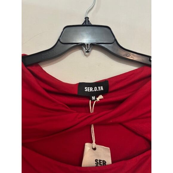 Ser.o.ya Artemis Top Red Cut Out Long Sleeve Cropped Stretch Sexy Club M NWT - Picture 6 of 6